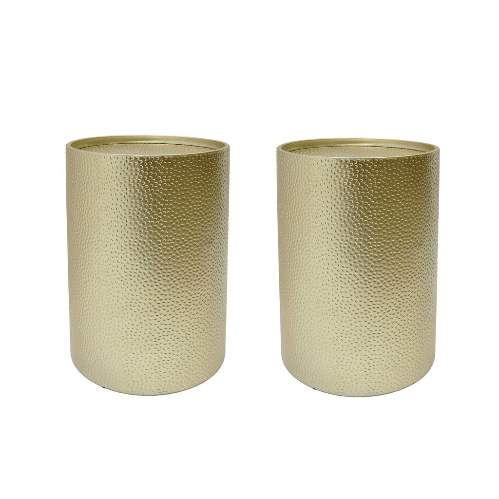 Modern Round Accent Table With Hammered Surface