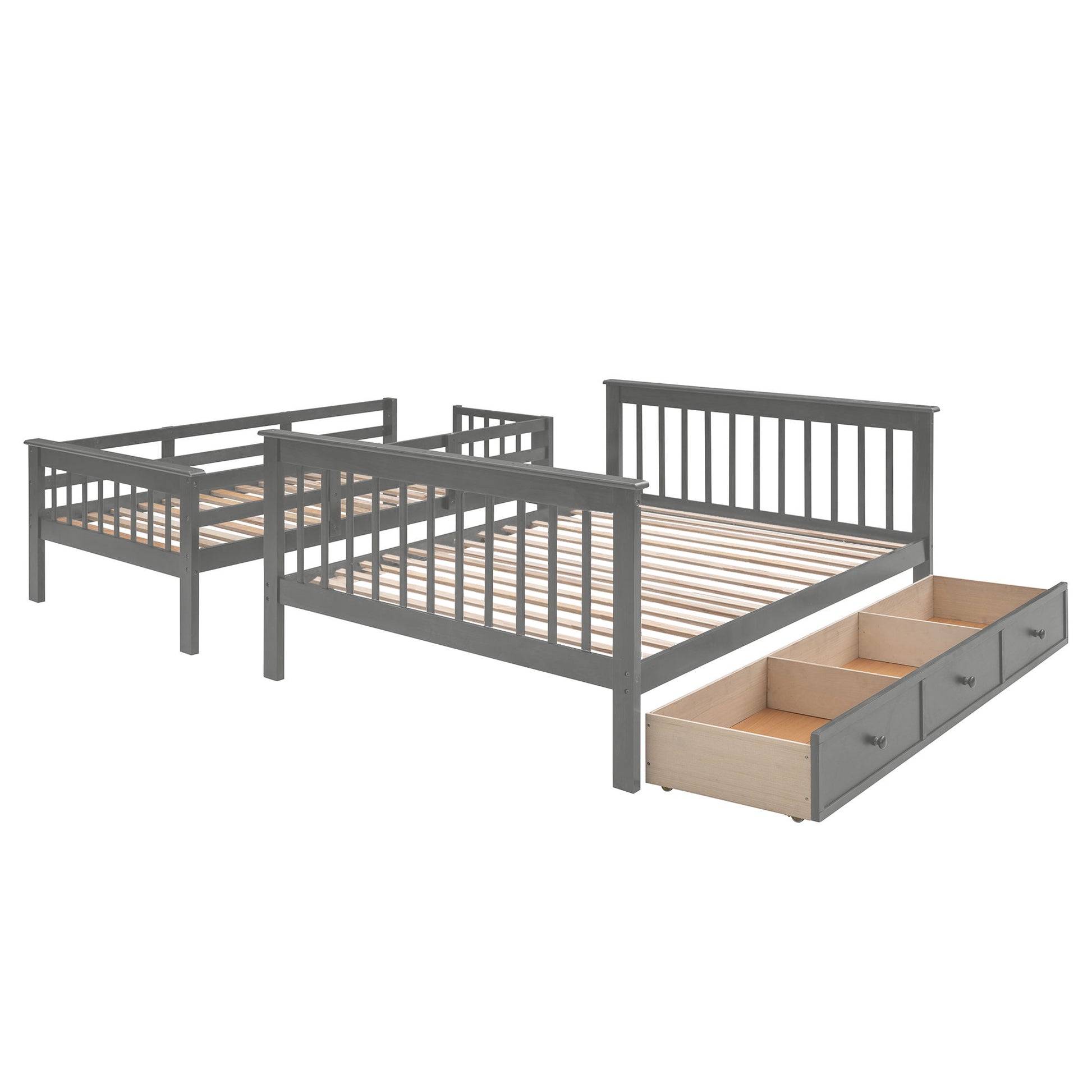 Stairway Bunk Bed With Storage And Guard Rail For Bedroom