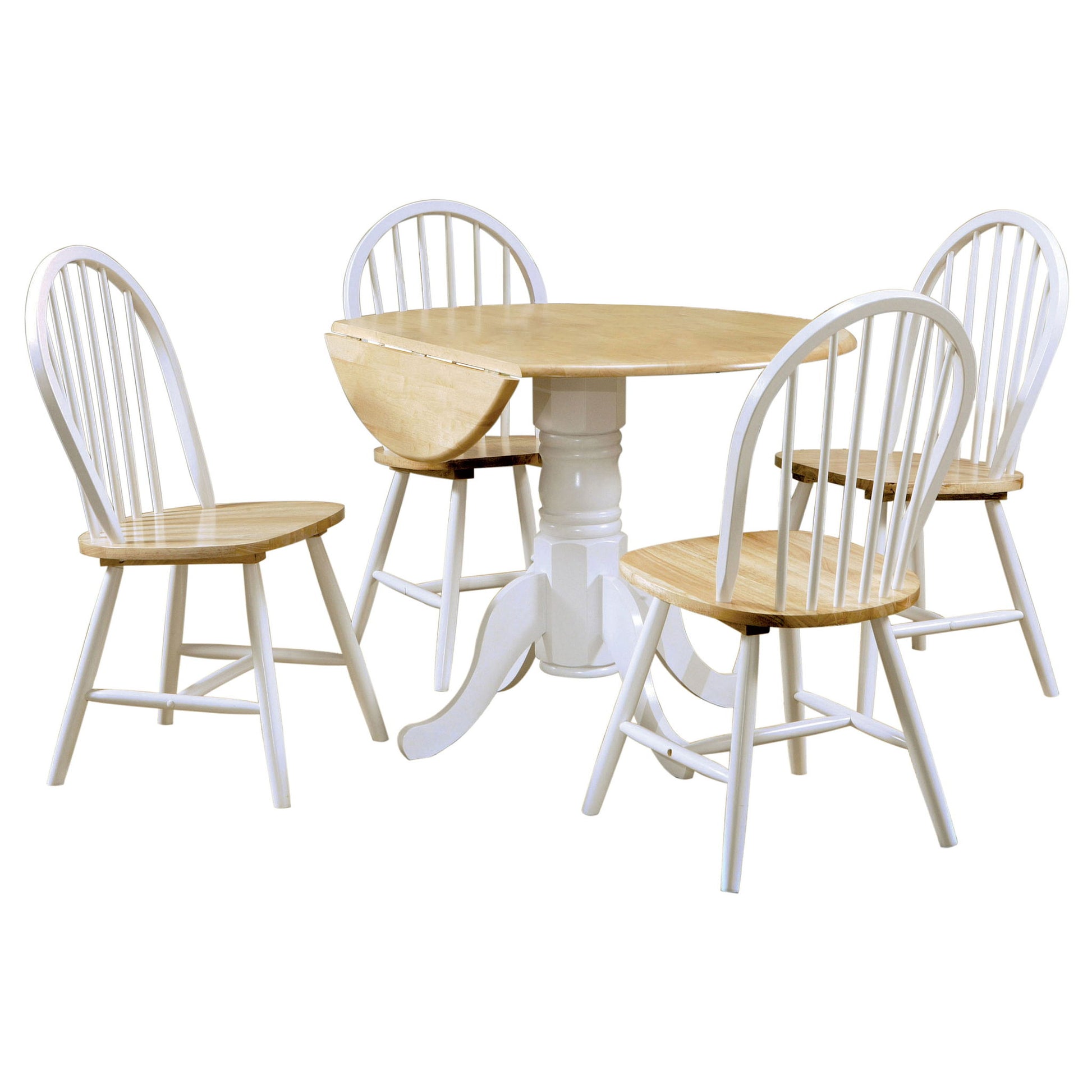 Greer - 5 Piece Dining Set With Drop Down Leaf Table And Curved Back Chairs - White