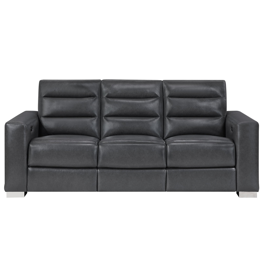 Yamein - Power Reclining Sofa With Bookcase Arms And LED Lights - Charcoal