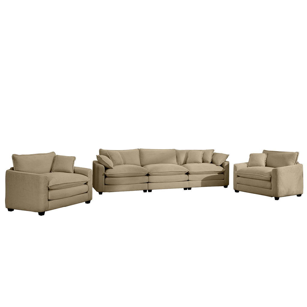 Elegant Corduroy Oversized Sectional Sofa Set With Deep Seats And Flexible Layout