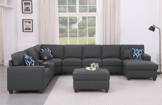 Eric - 9 Piece Upholstered Sectional With Ottoman