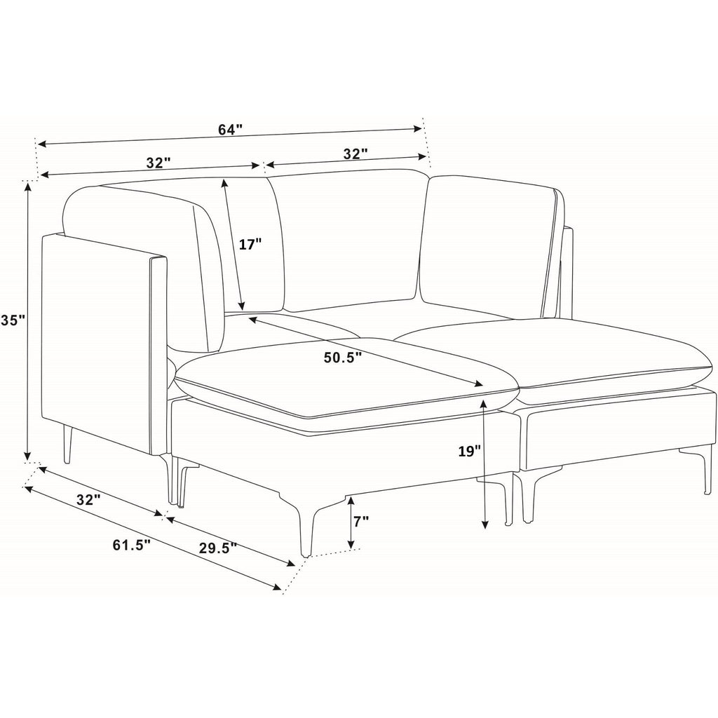 Upholstered Modular Sectional & Tall Legs
