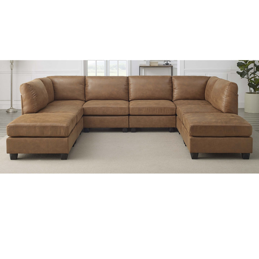 Modular Sectional, Customizable Layout, Removable Cushions - Brown