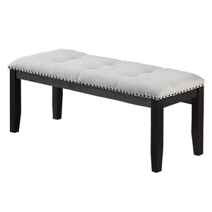 Upholstered Dining Bench With Tufted Seat And Nailhead Trim - Antique Black
