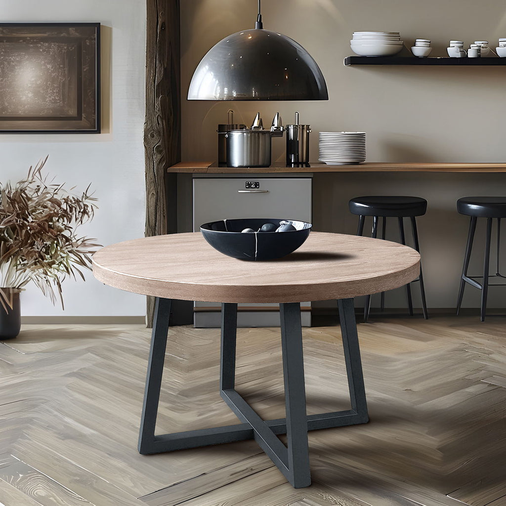 Reagan - Round Dining Table - Wheat / Slate