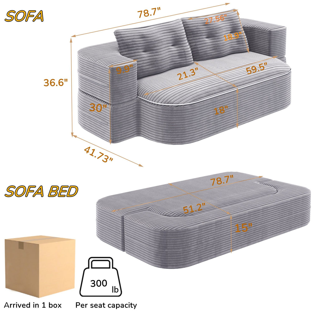 Convertible Floor Sofa Bed With Multi Functional Blanket