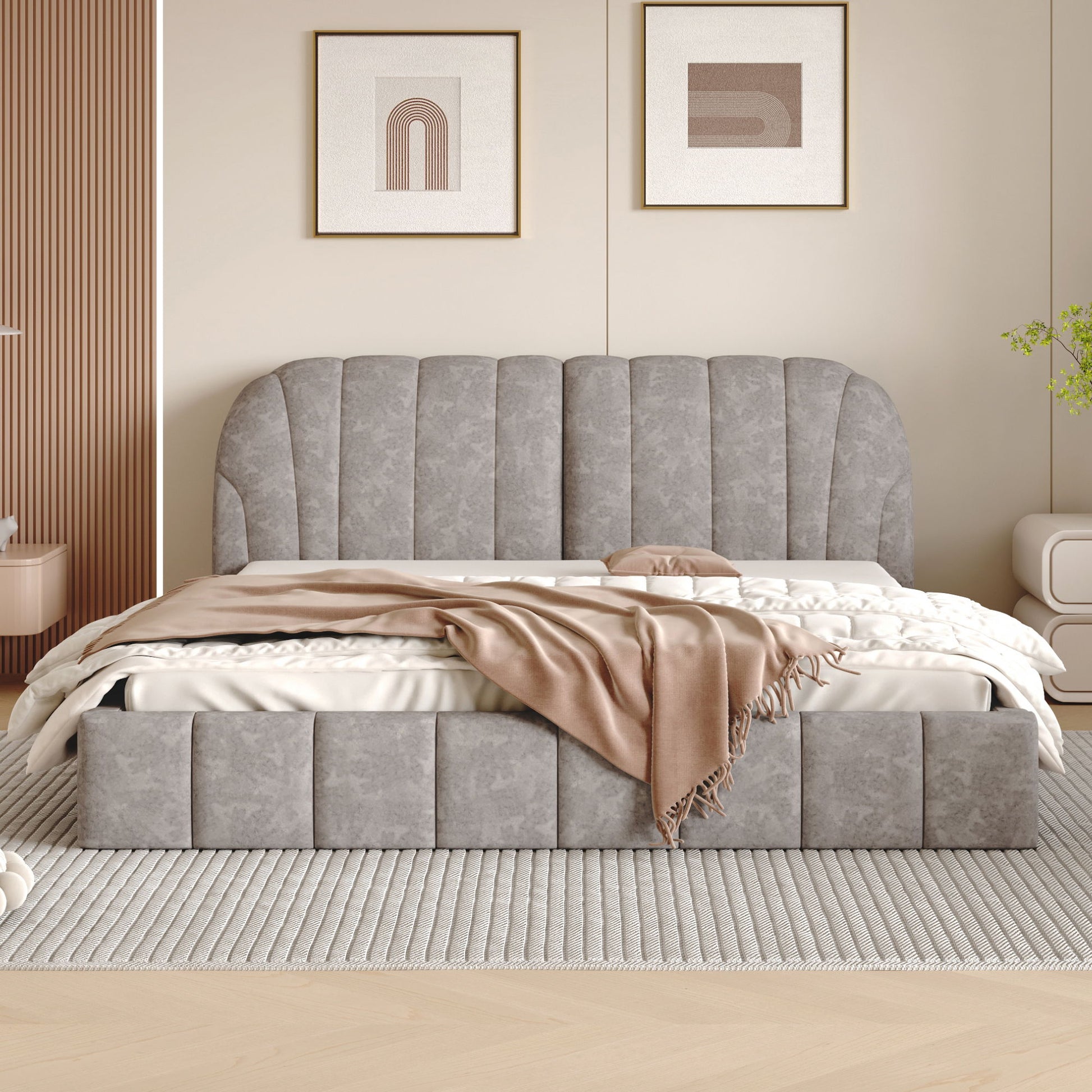 Elegant Design Upholstered Platform Bed