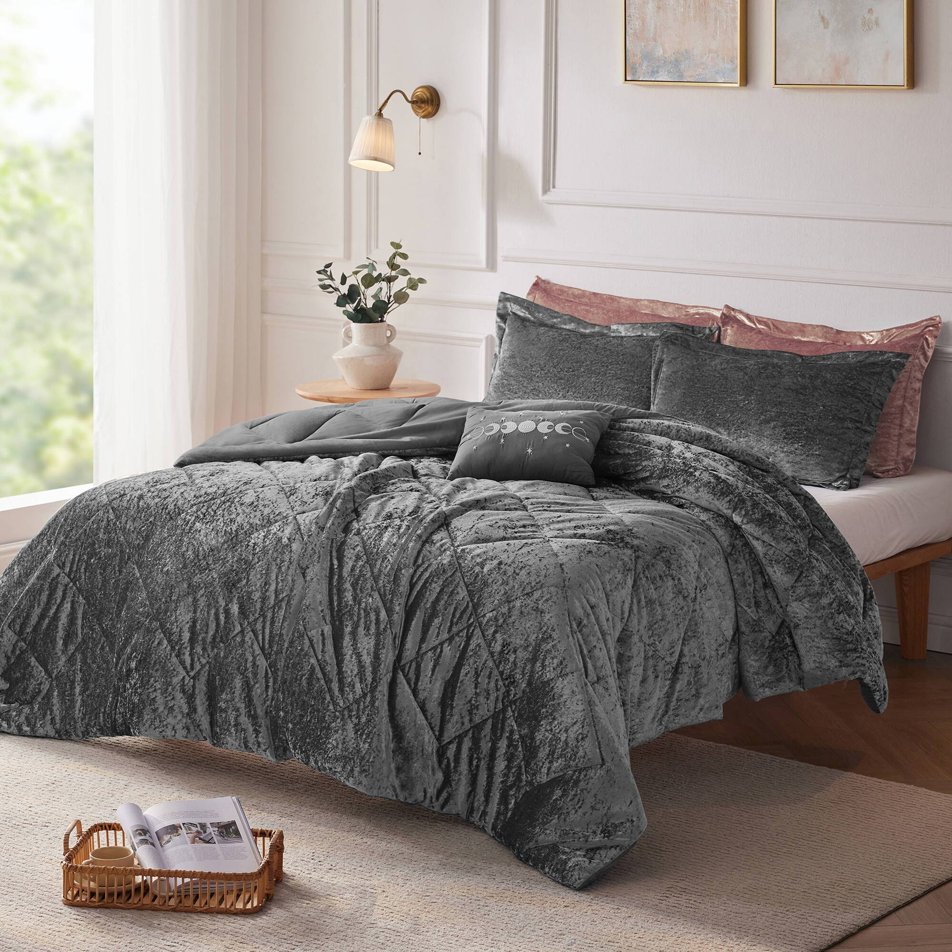 Felicia - King Comforter Set - Gray