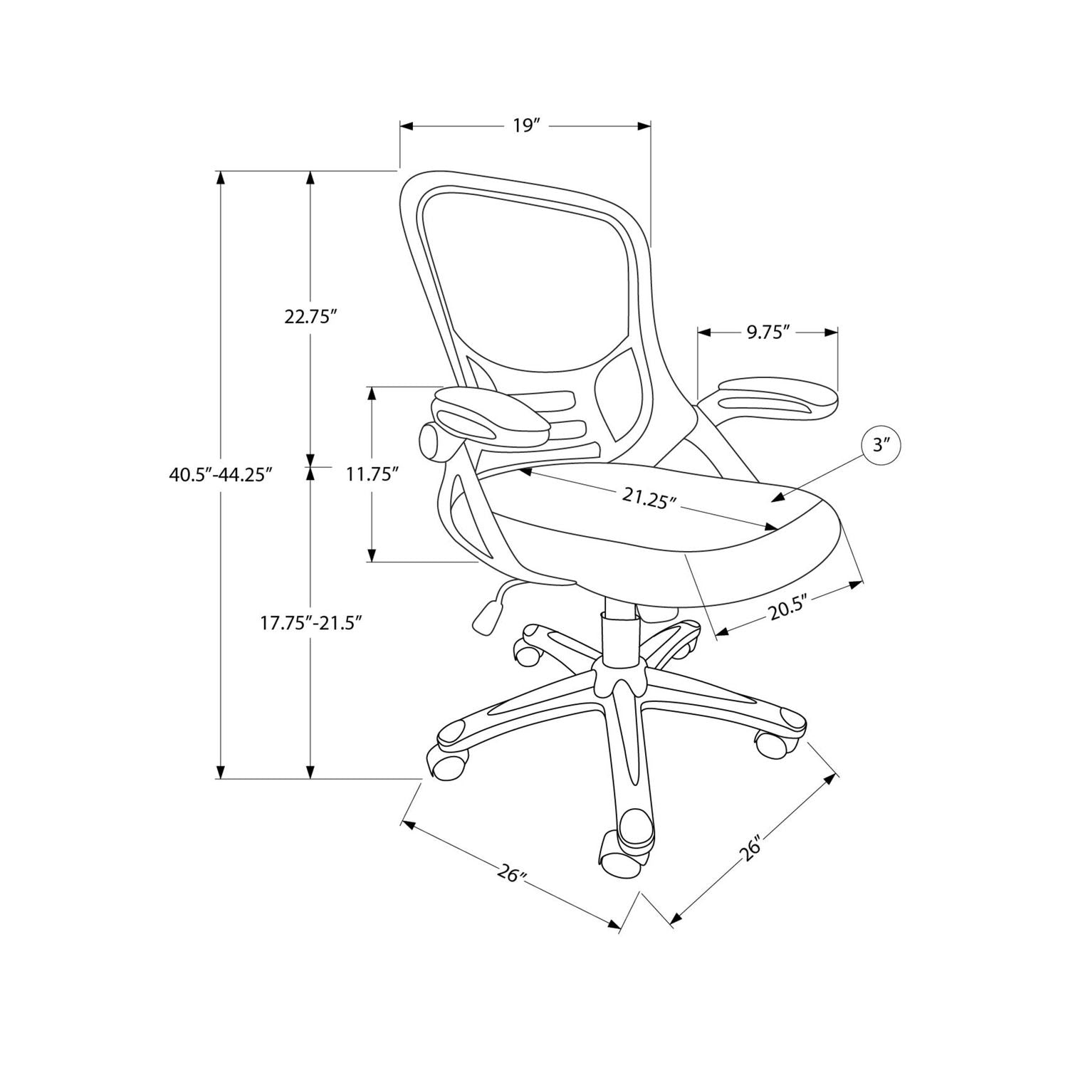Office Chair With Adjustable Height For Workspaces - Black