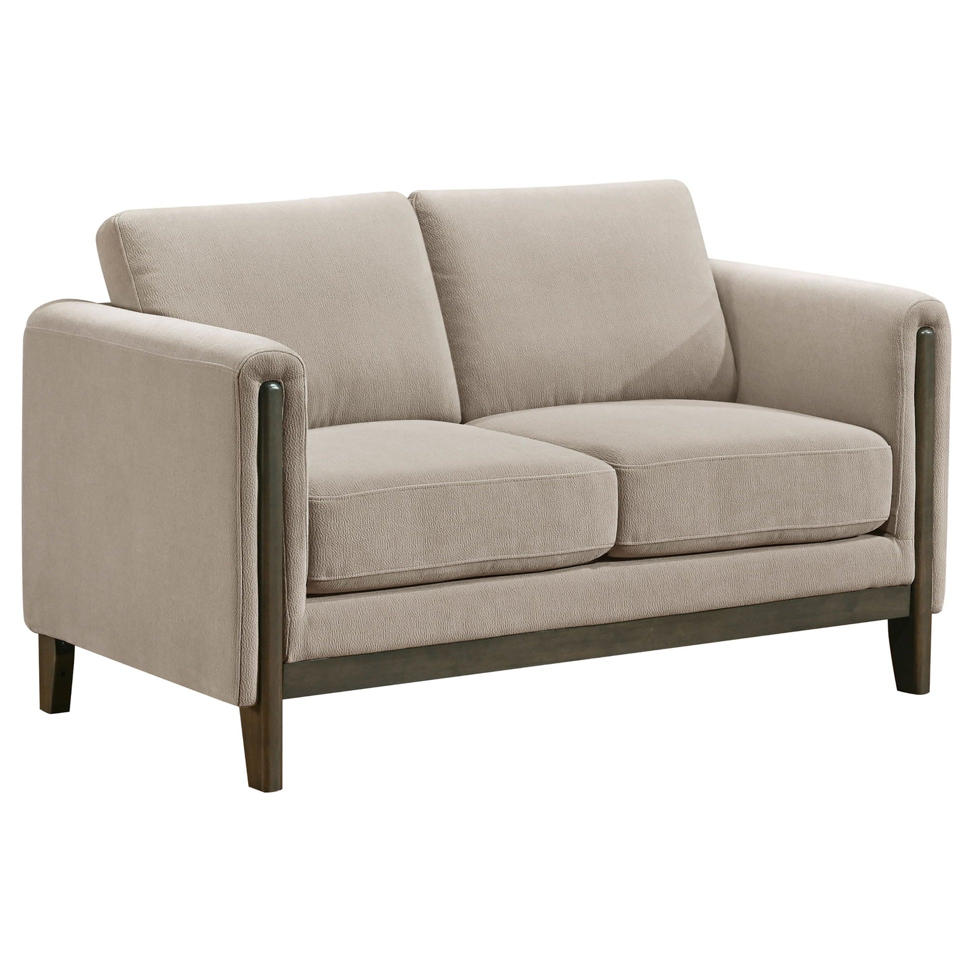 Fisher - Upholstered Panel Arm Loveseat - Taupe