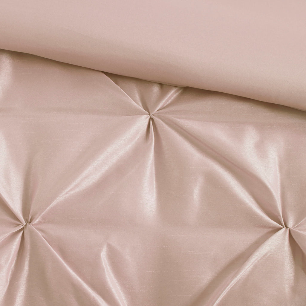 Laurel - King Pieced Pleated 7 Piece Tufted Comforter Set - Blush