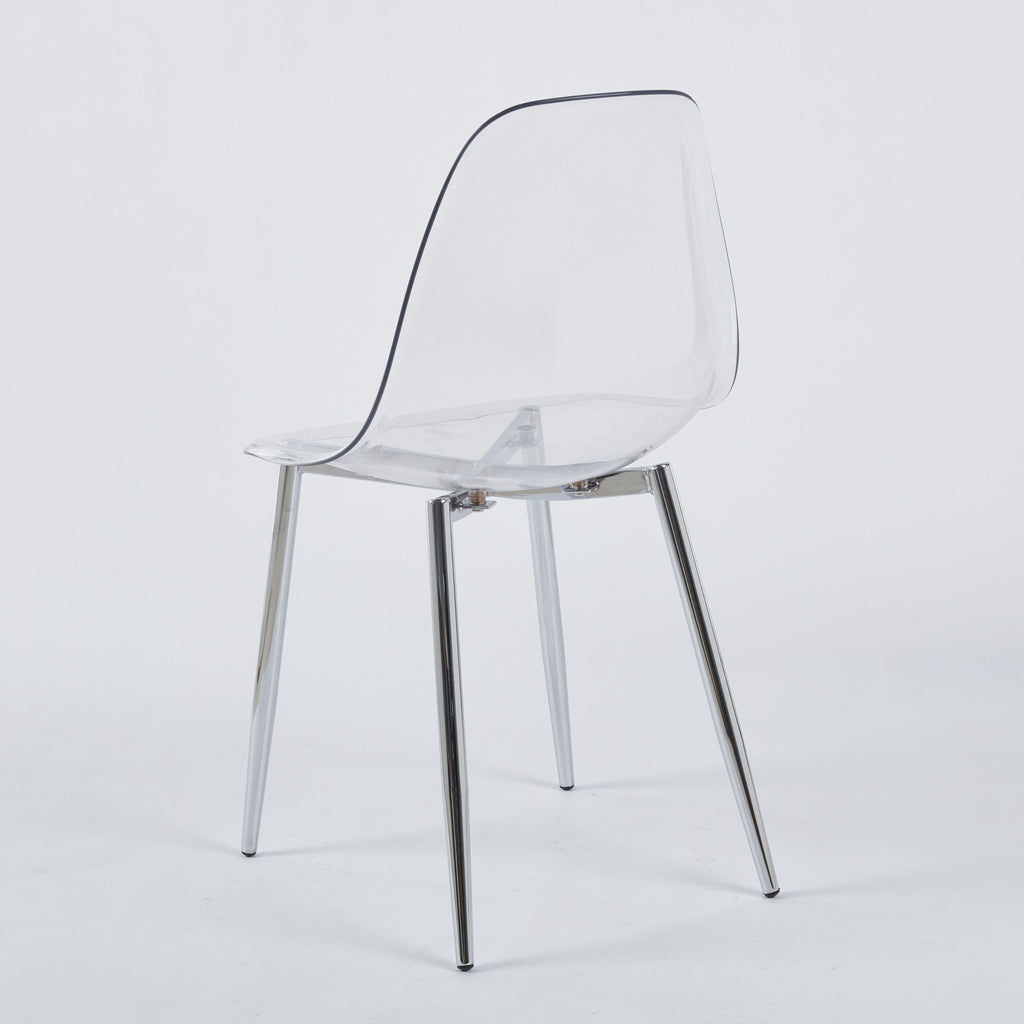 Transparent Plastic Seat Dining Chair (Set of 4)