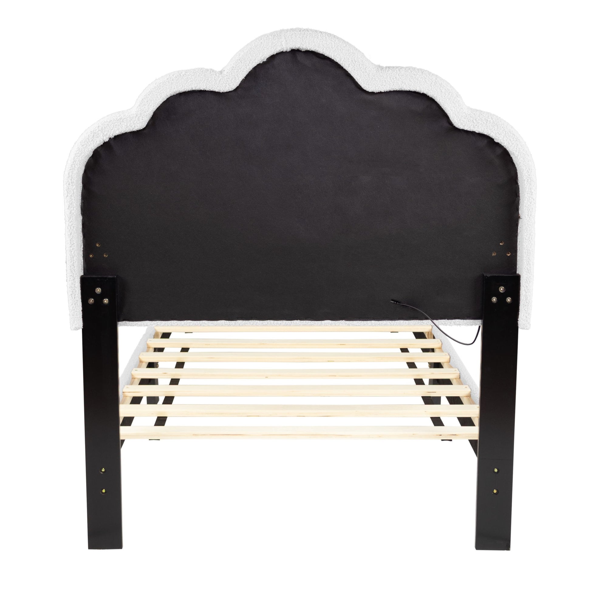 Bed With Floral Design Headboard And Built In LED Lighting