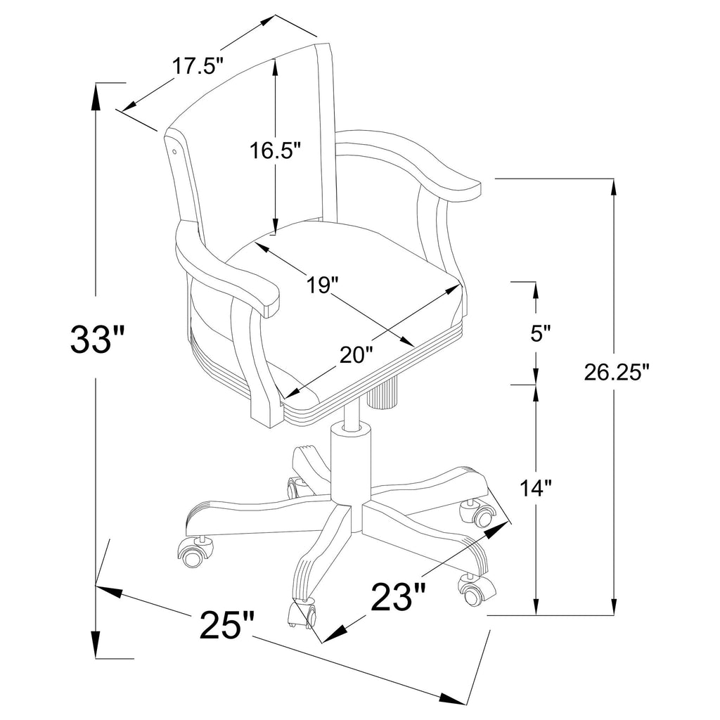 Upholstered Game Chair & Casters - Brown