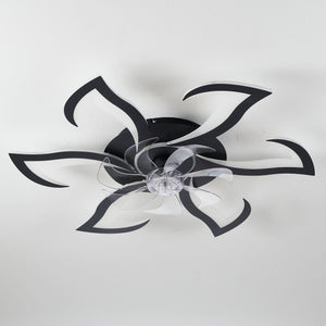Flower Ceiling Fan With LED Dimmable Light, Flush Mount Ceiling Fan With Remote Control, Low Profile Design, 6 Speeds, Timing Function
