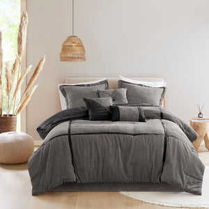 Dallas - 7 Piece King Comforter Set - Gray