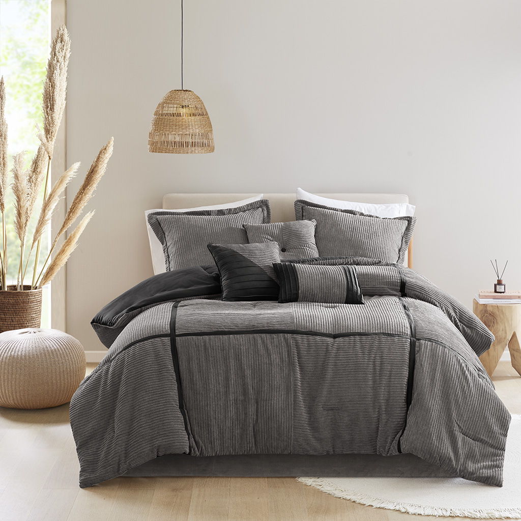 Dallas - 7 Piece California King Comforter Set - Gray