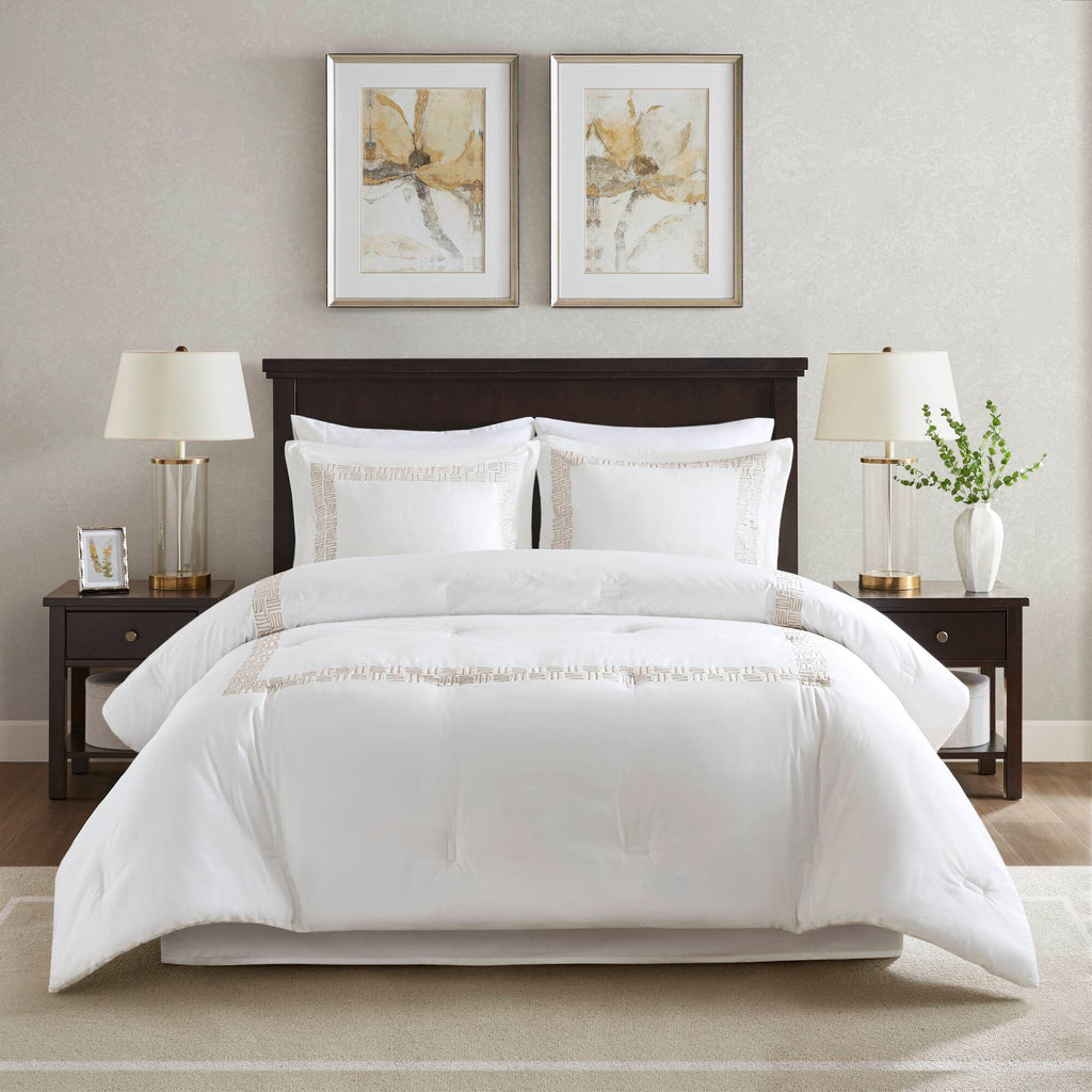 Nile - 4 Piece California King Sateen With Embroidery Oversized Comforter Set - Multi