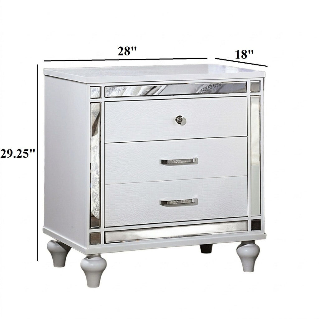 Contemporary Nightstand With Crocodile Textured Trim