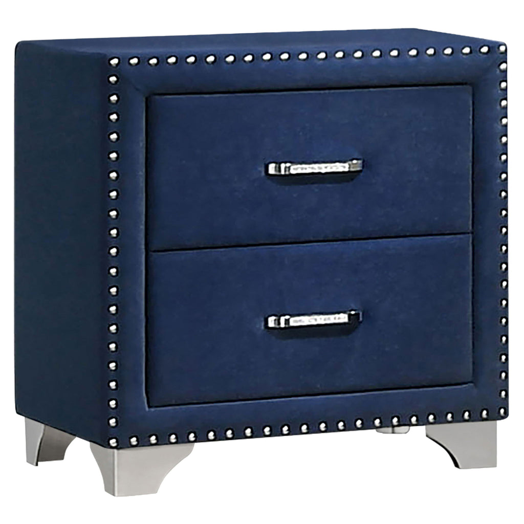 Upholstered 2 Drawer Nightstand With Accents
