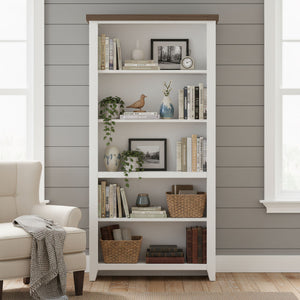 High 5 Shelf Bookcase - Jasmine Whitewash / Barnwood