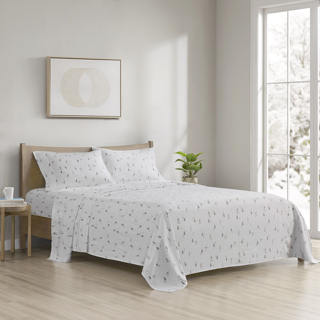 Cozy Cotton Flannel - Printed Sheet Set - Gray