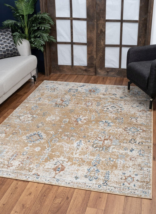 Noble - GC_GEN7008 Gold 5' x 7' Area Rug