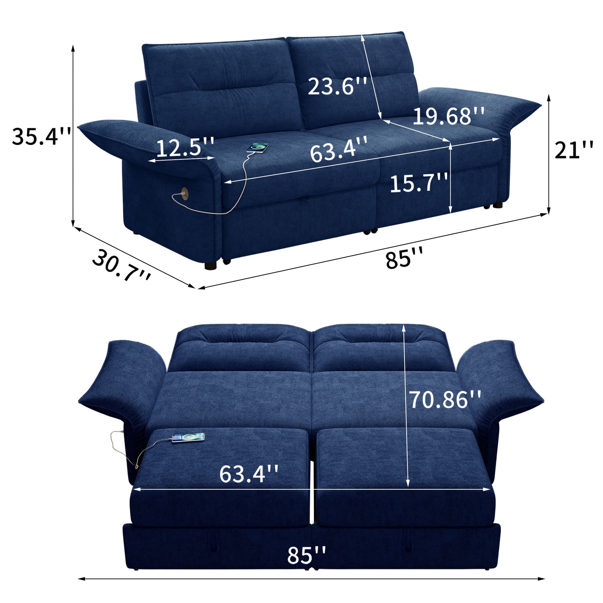 Sofa Bed With Convertible Design, Living Room Furniture