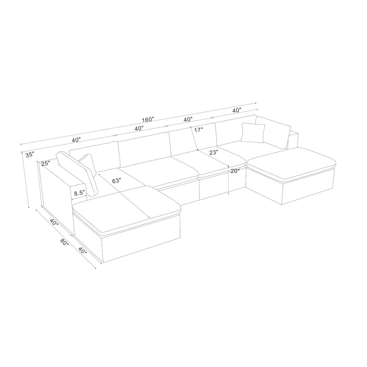 Custom Configuration Modular Sectional With Toss Pillows