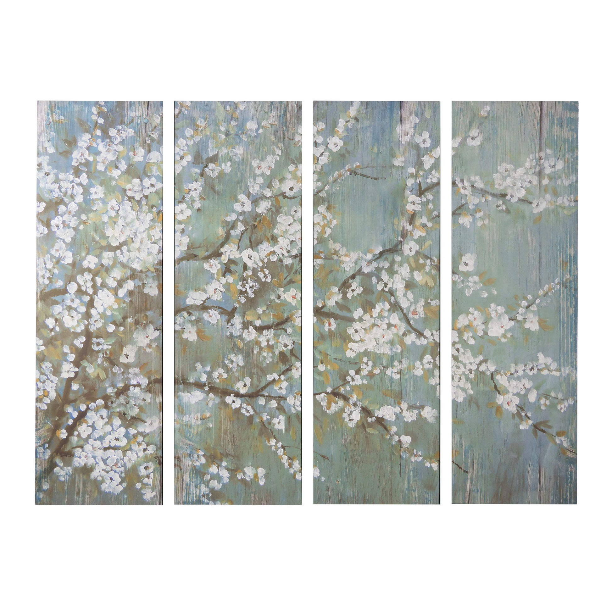 Saison Cherry Blossom Canvas Print, Wall Decor For Living Room (Set of 4) - Multicolor