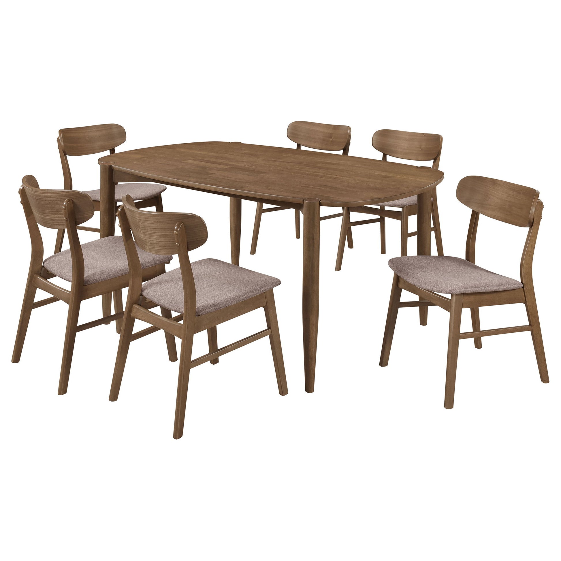 Whisten - Dining Set With Rounded Tabletop And Upholstered Chairs