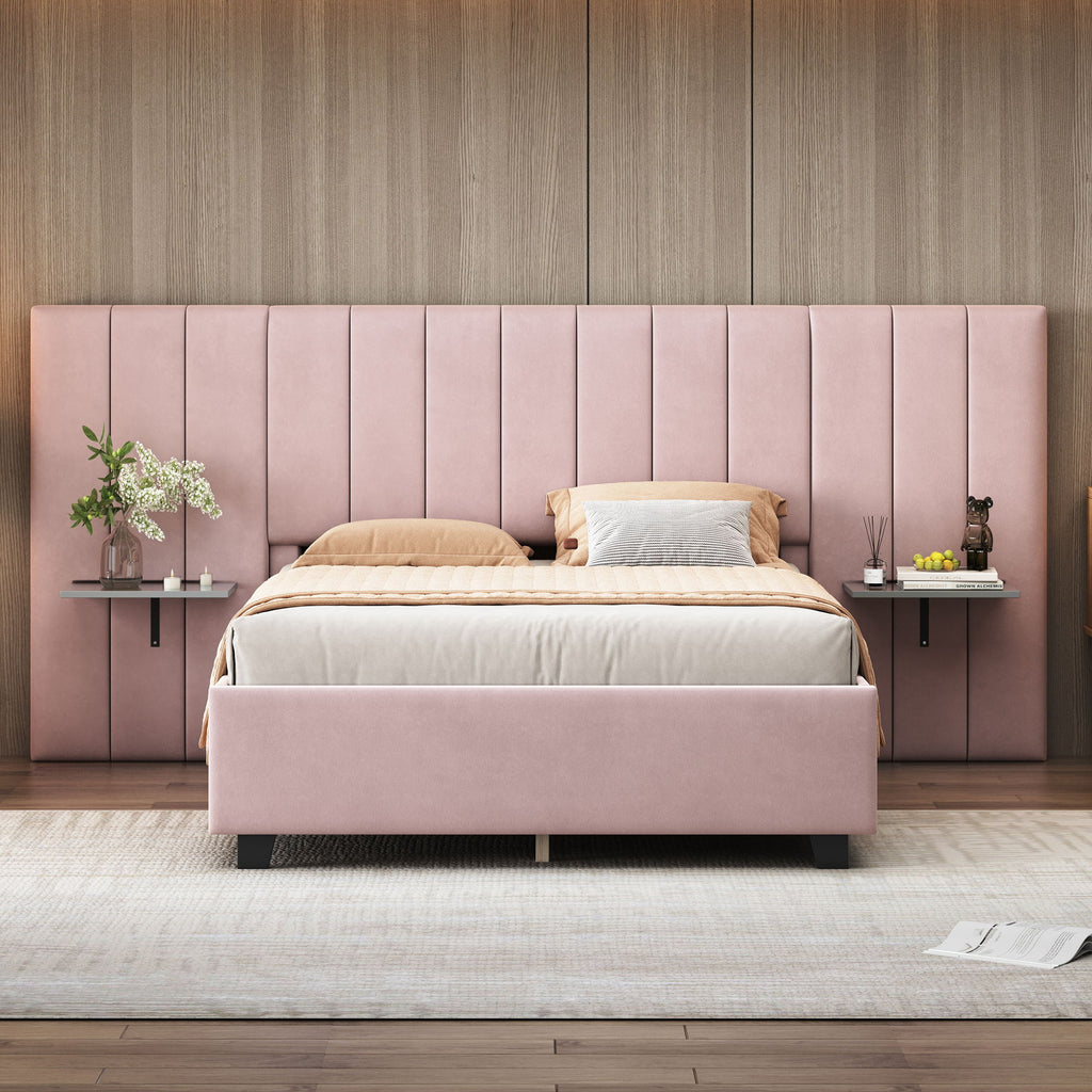 Upholstered Platform Bed With Big Headboard