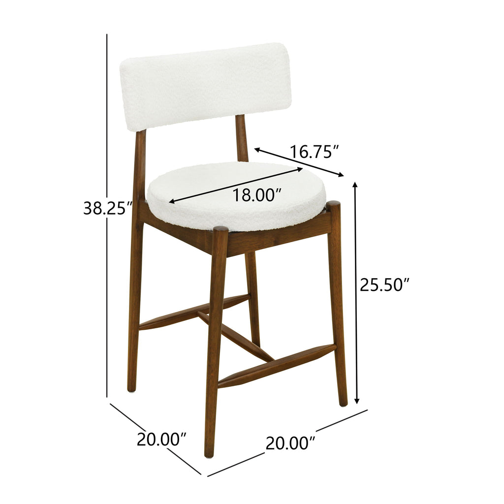 Mid Century Modern Counter Stools, Fabric Upholstered Chairs