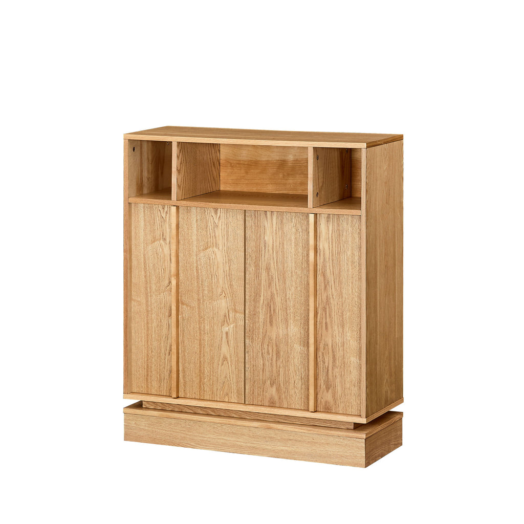 Fluted Sideboard Buffet Cabinet With 2 Doors And Adjustable Shelf, Storage Cabinet For Entryway