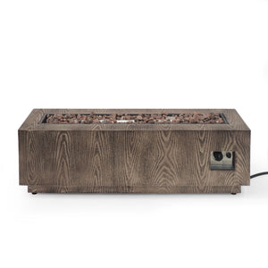 Wellington Square Iron Fire Pit With Wood Pattern Design And 50,000 Btu Output