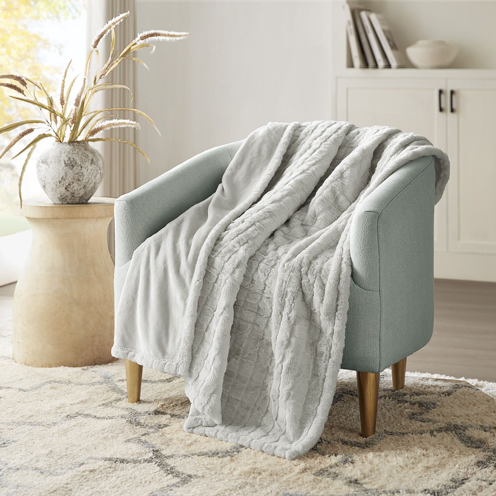 Zuri - Oversized Heated Throw - Gray Texture