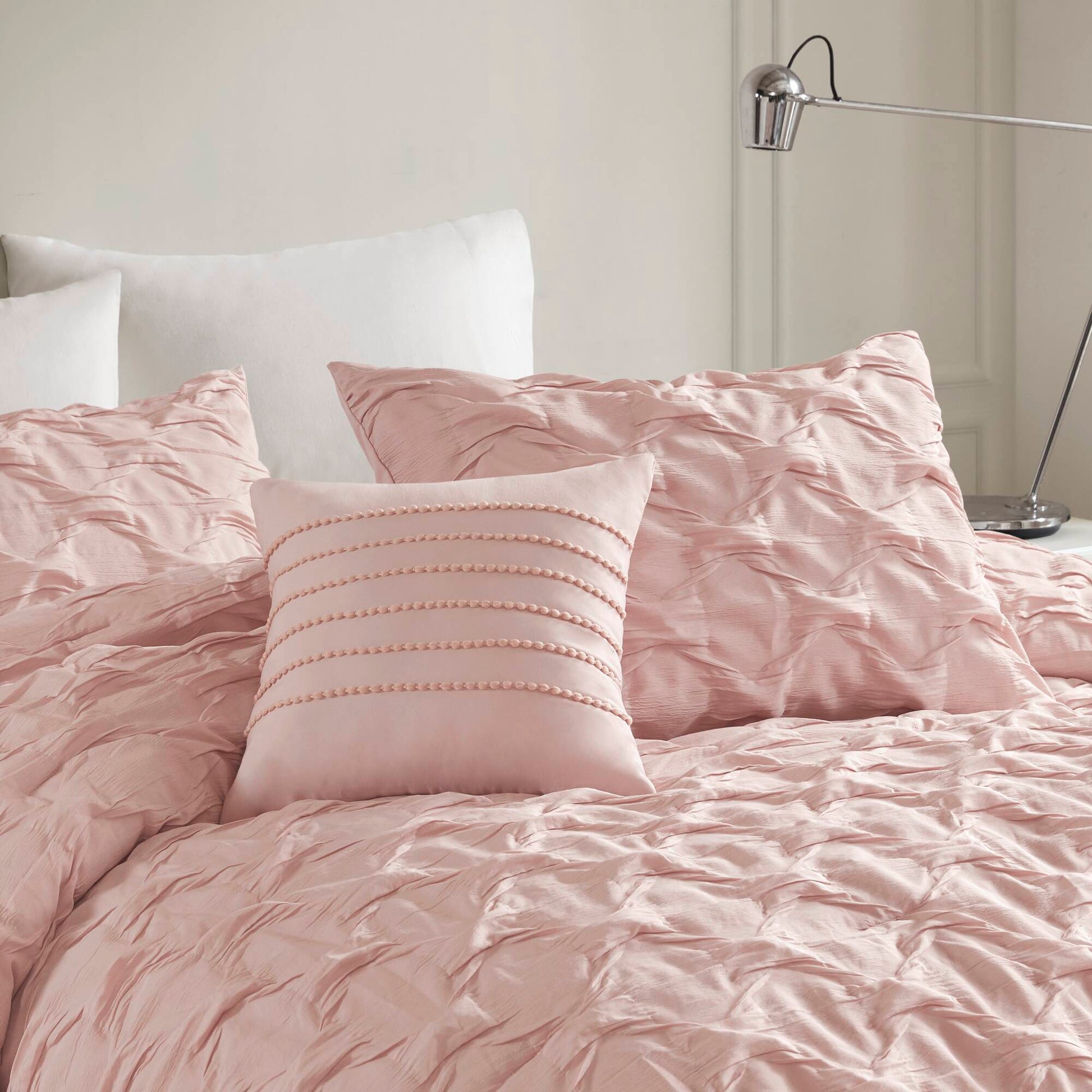 Bailey - King/California King Diamond Pucker Comforter Set - Pink