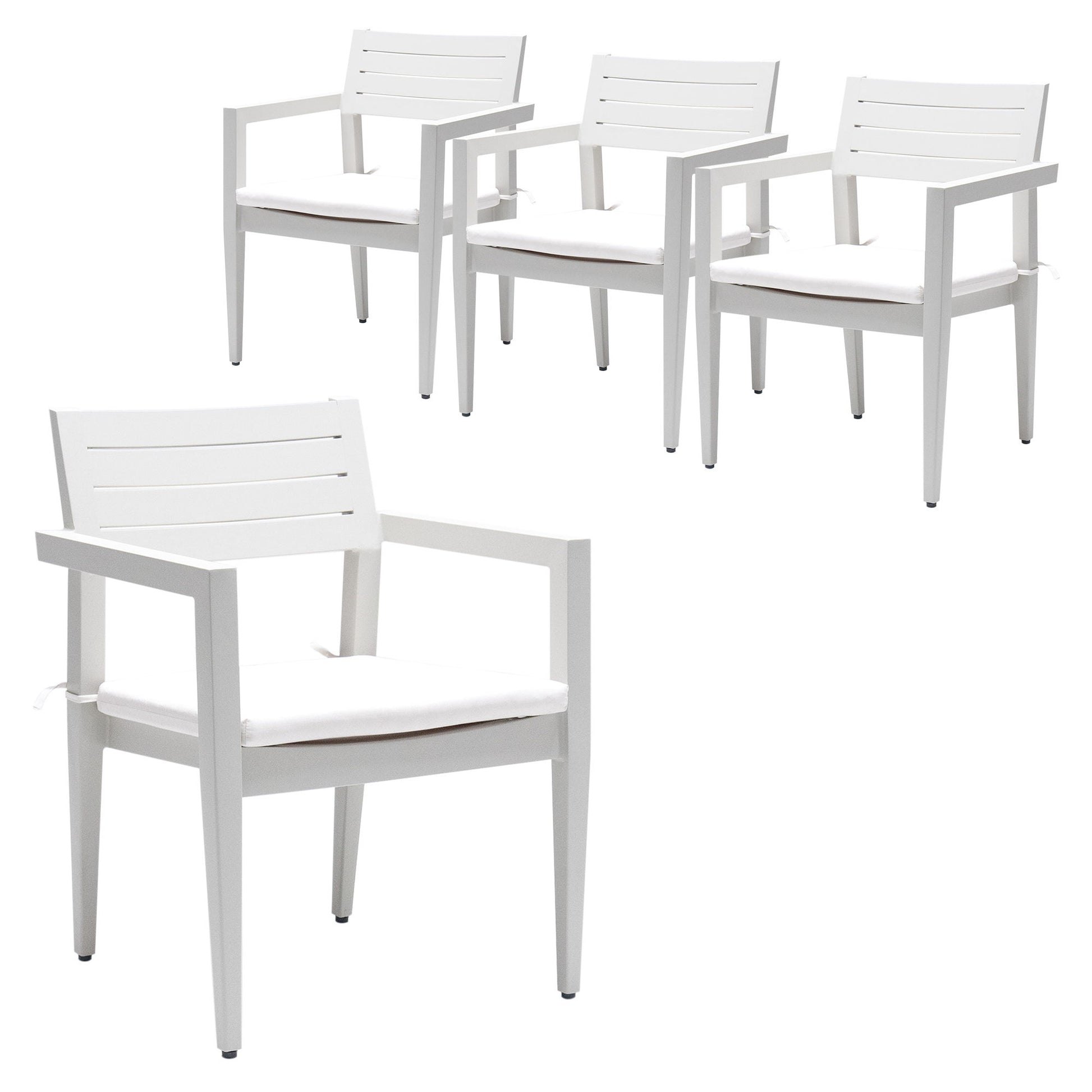 Outdoor Patio Stationary Dining Chairs With Outdoo Grade Sunbrella Fabric Cushions, Tapered Feet (Set of 4) - Grayish