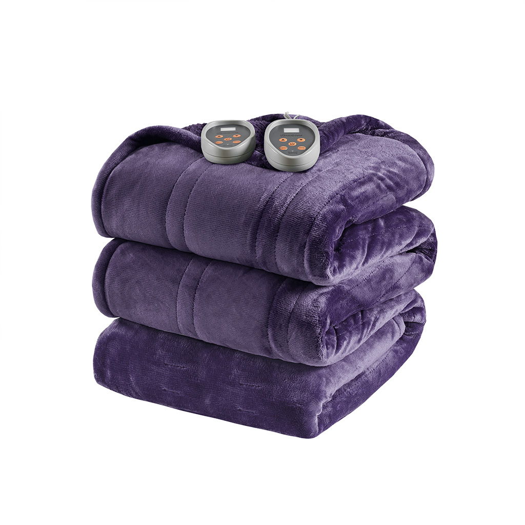 Heated Microlight to Berber - King Blanket - Purple