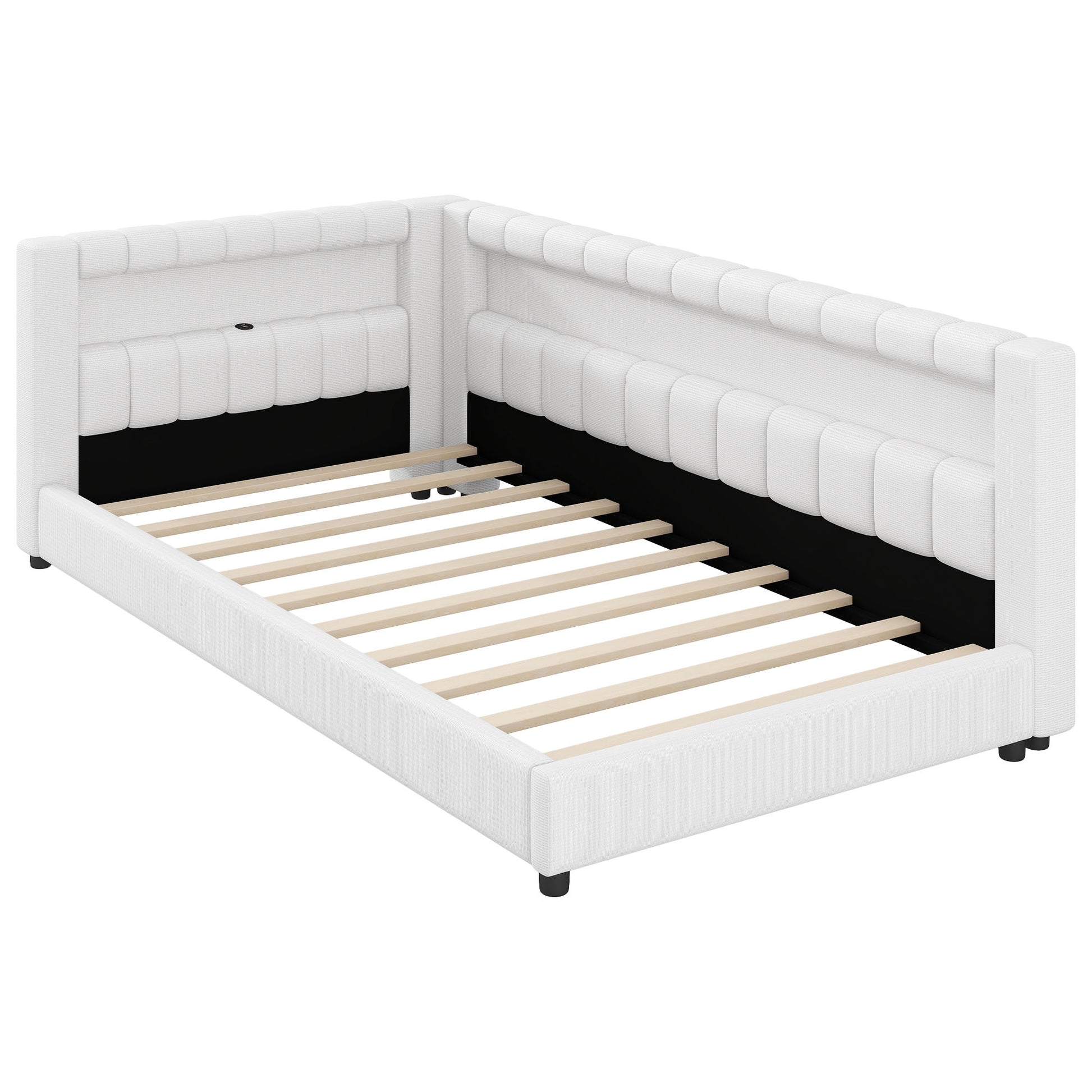 Upholstered Platform Bed With LED Belt And USB Ports