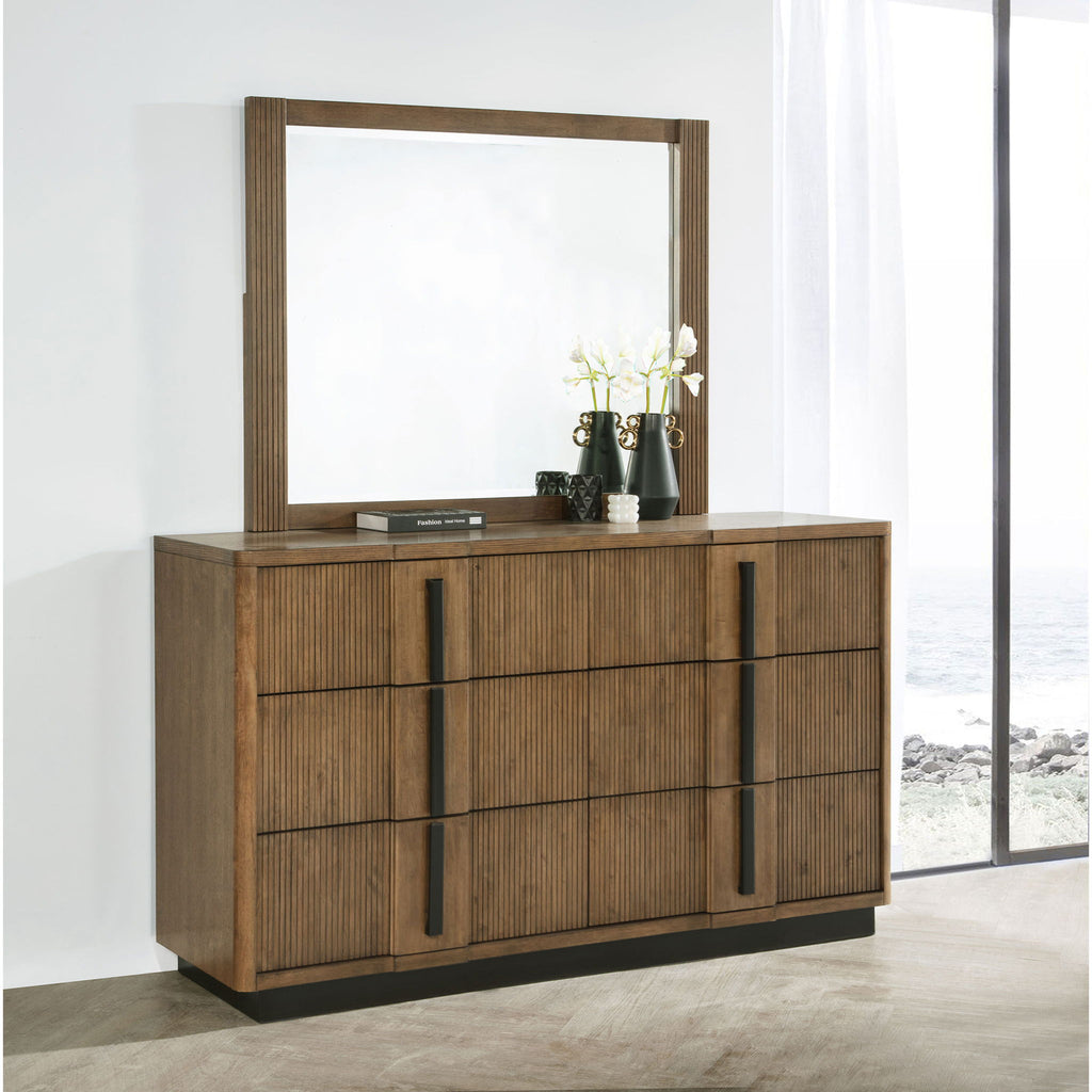 Moraga - 6 Drawer Dresser With Mirror - Ash Brown