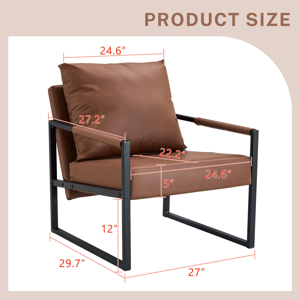 Classic Leather And Metal Frame Sofa, Ergonomically Designed, A Perfect Blend Of Modern And Industrial Styles