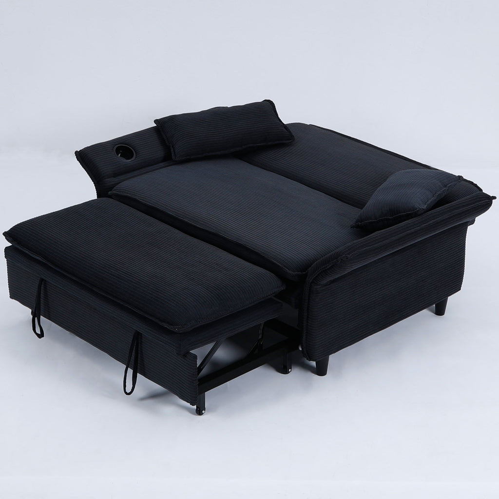 Modern Fabric Multi-Functional Sofa Bed With Adjustable Armrests And Backrests
