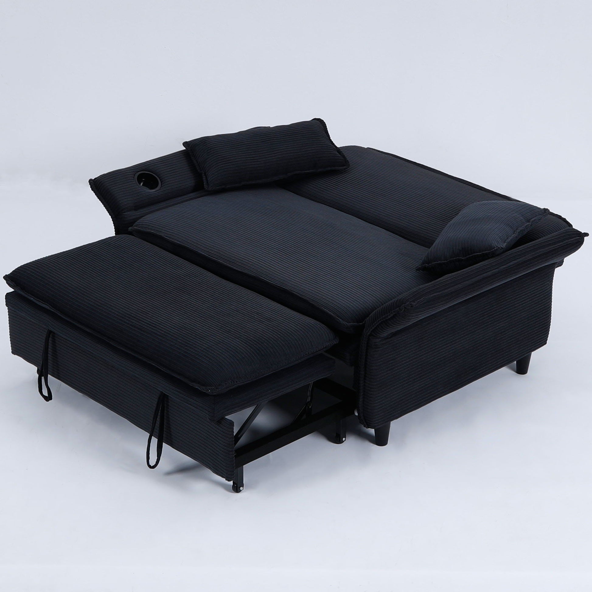 Modern Fabric Multi-Functional Sofa Bed With Adjustable Armrests And Backrests