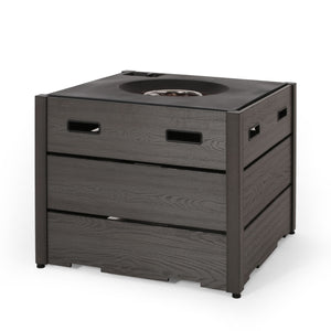 Rustic Style Outdoor Square Propane Fire Pit, 40,000 Btu