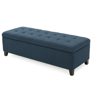 Nebulous - Fabric Upholstered Ottoman With Storage And Diamond Tufted Seat - Navy Blue
