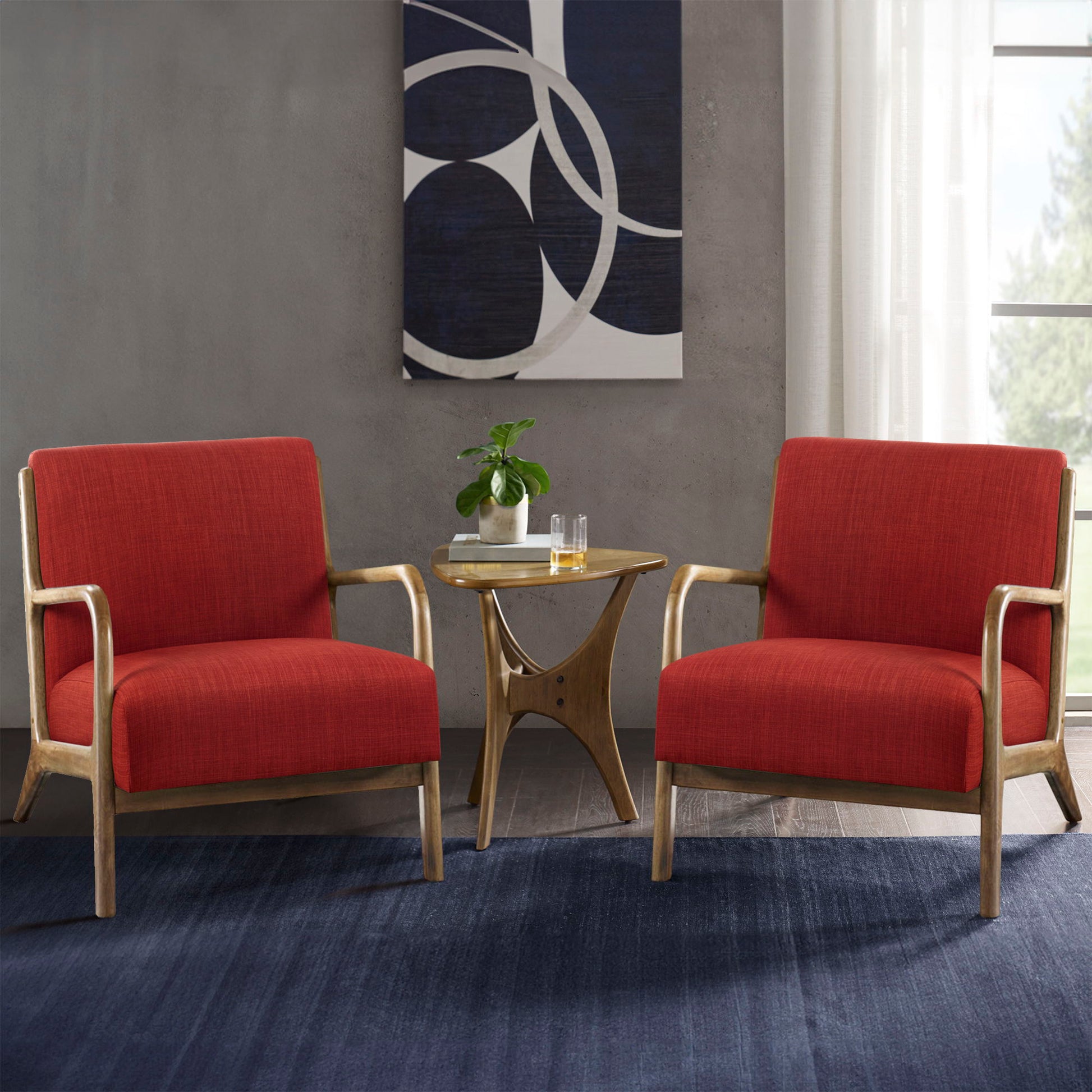 Novak - Mid-Century Modern Accent Armchair (Set of 2) - Spice
