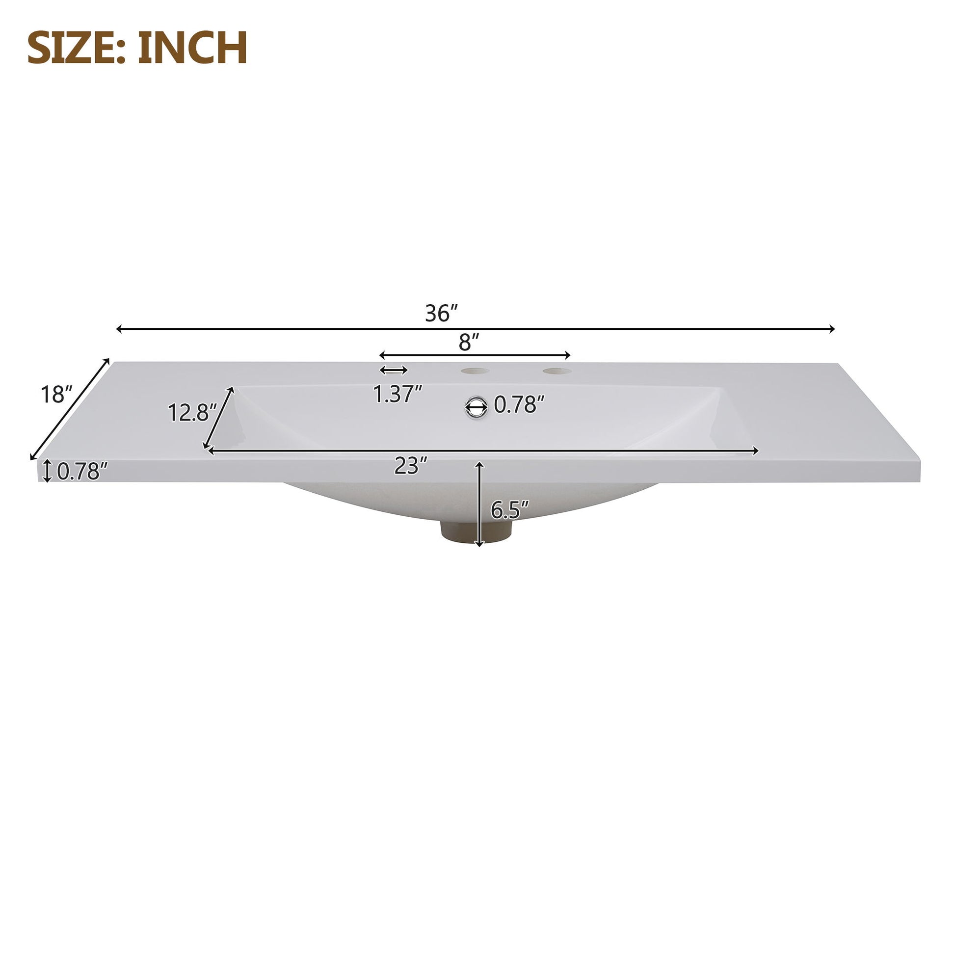 Bathroom Sink, Drop-In Vessel With 3 Holes 8'' Centerset For Small Spaces - White