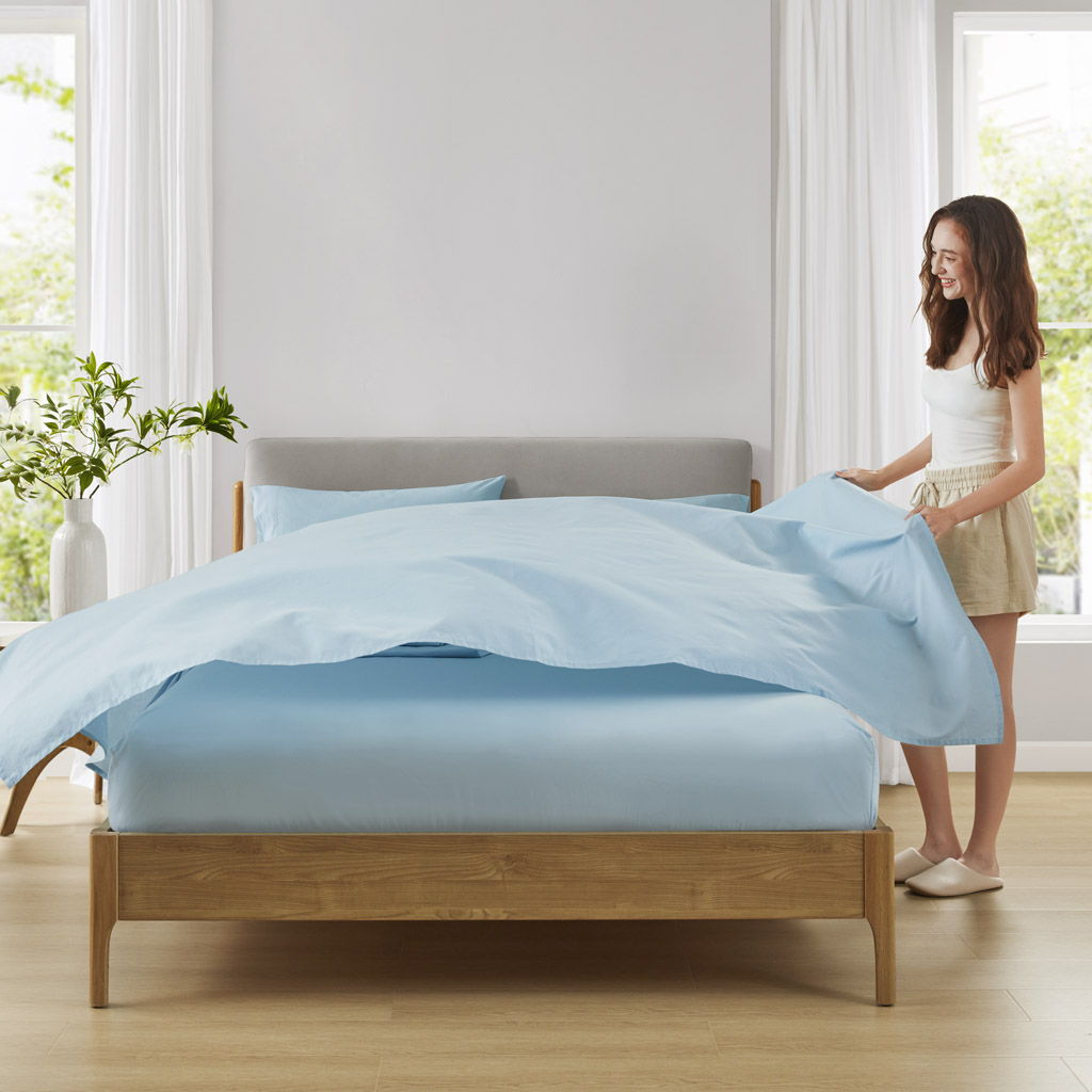 Cotton 144TC - California King Solid Sheet Set - Light Blue
